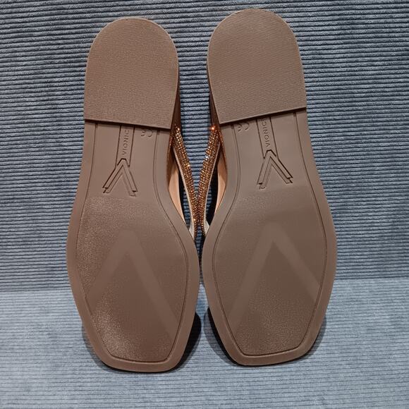 VIONIC Sparkle Vista Shine Toe Post Sandals Size 8 Gold Metallic Leather - Picture 9 of 11